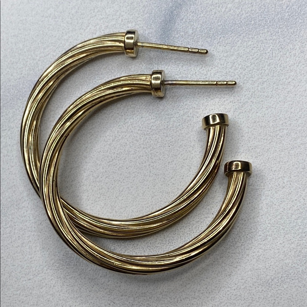 Gold Vermeil 925‎ Hoop Earrings with Smooth Finish and Post Closure